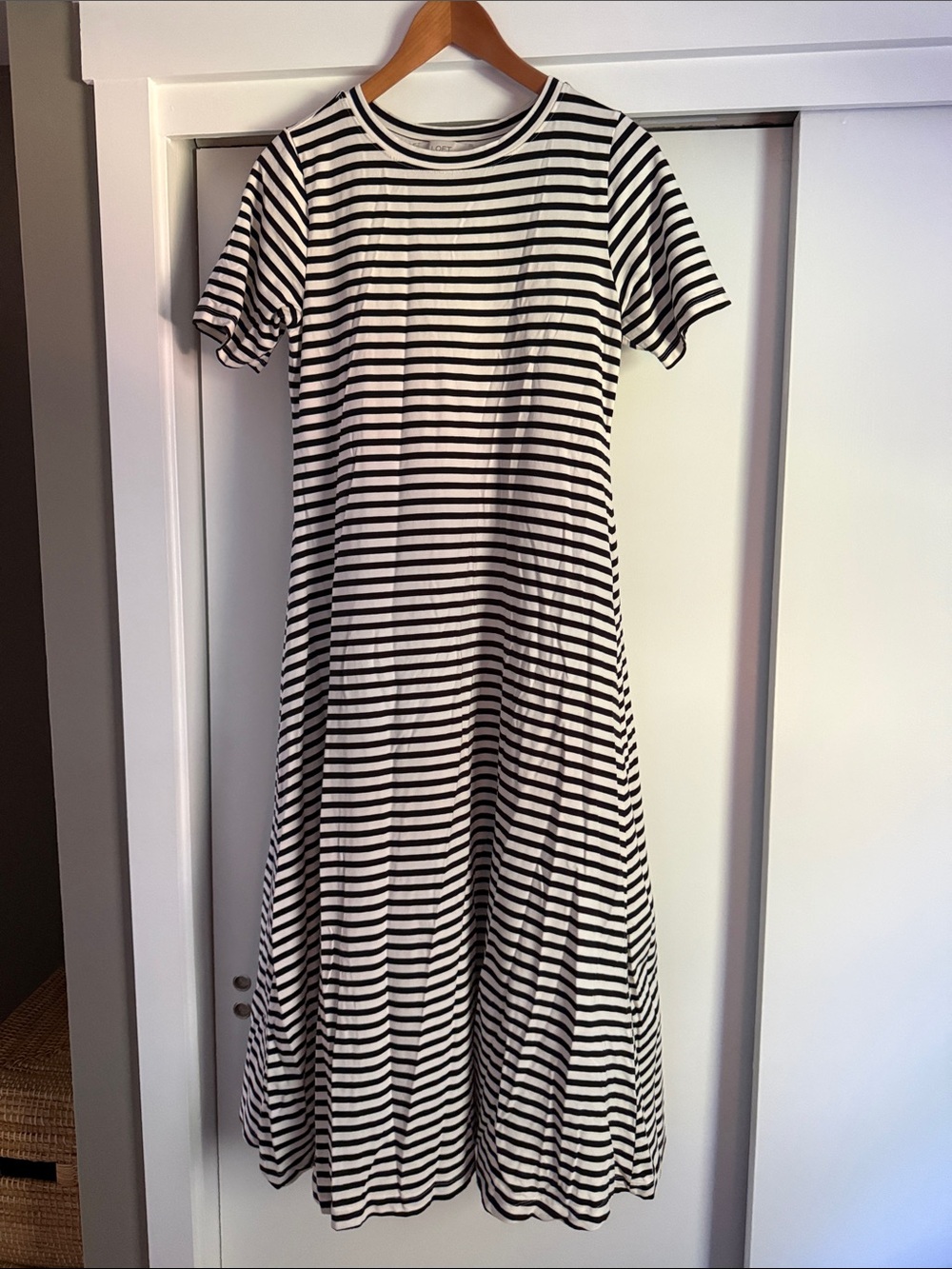 Loft Black and White Stripe Maxi Dress
